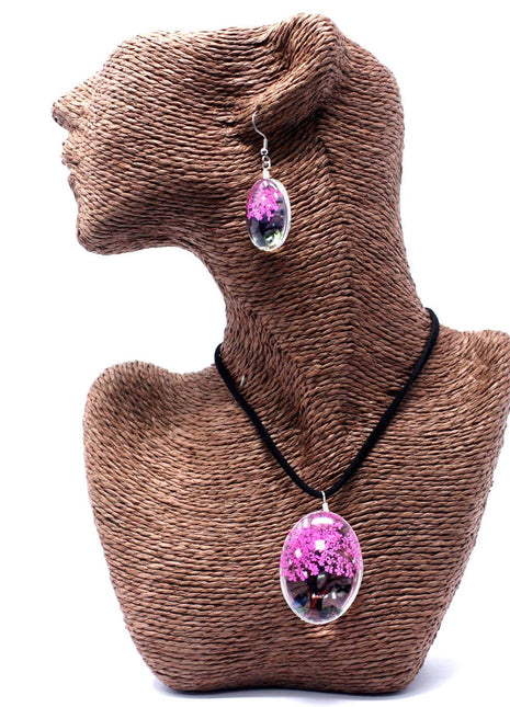 Pressed Flowers - Tree of Life set - Bright Pink