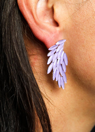 Lavender - Vintage Glass - Angel Wings - Earrings