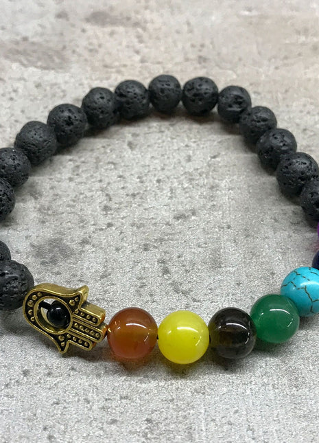 Lava Stone Bracelet - Hamsa Chakra