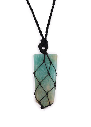 Laced Gemstone Flat Point Pendant - Amazonite