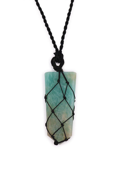 Laced Gemstone Flat Point Pendant - Amazonite