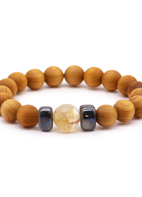 Cedarwood Solar Plexus Chakra Bangle with Citrine