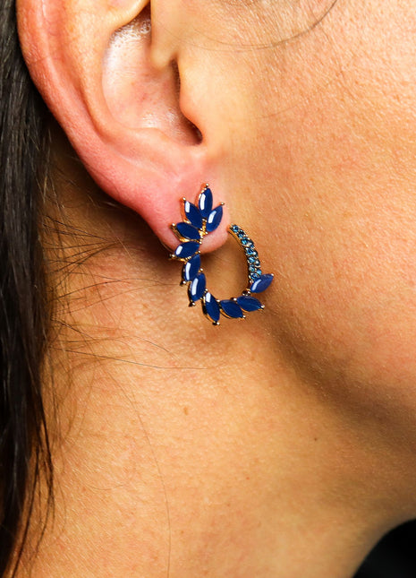 Royal Blue - Vintage Glass - Loop - Earrings