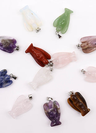 Gemstone Mini Angels Pendants (12 assorted)  26x18mm