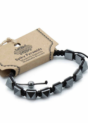Magnetic Hematite Shamballa Bracelet -  Spiky Pyramids