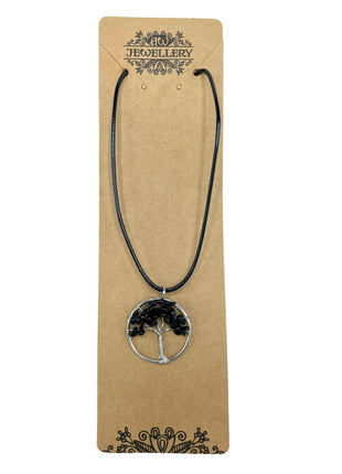 Tree of Life Pendant - Black Agate