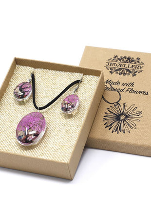 Pressed Flowers - Tree of Life set - Bright Pink
