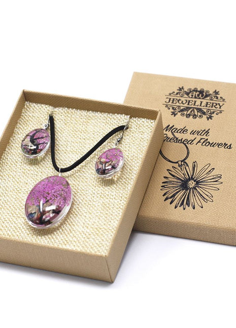 Pressed Flowers - Tree of Life set - Bright Pink