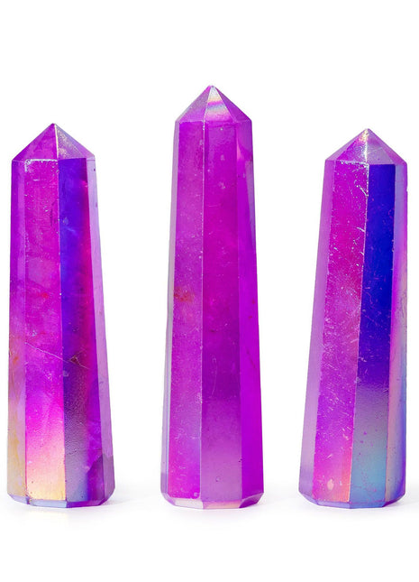 Gemstone Obelisk Point approx 9cm - Aurura Crystal Quartz - Purple