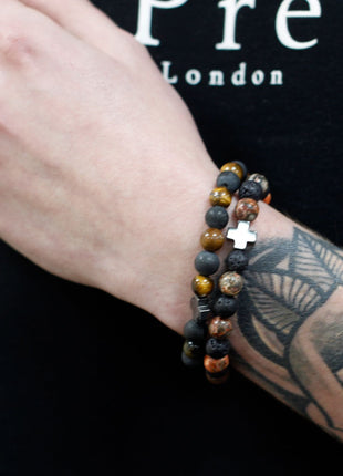 Set of 2 Gemstones Friendship Bracelets - Peace - Picasso Jasper & White Howlite