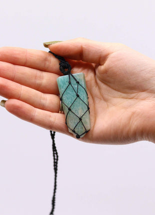 Laced Gemstone Flat Point Pendant - Amazonite