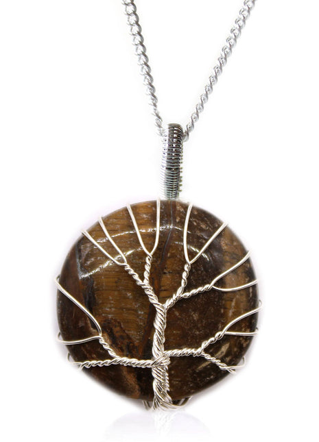 Tree of Life Gemstone Necklace - Tiger Eye