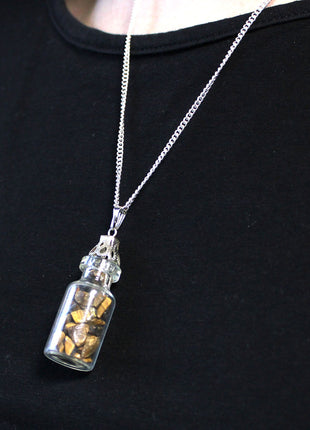 Bottled Gemstones Necklace - Tiger Eye