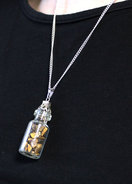 Bottled Gemstones Necklace - Tiger Eye