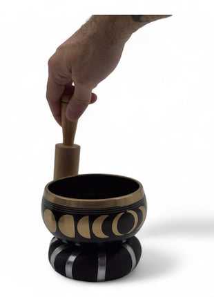 Moon Phase Singing Bowl Set- Black 10.7cm