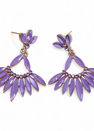 Lavender - Vintage Glass - Long Drop - Earrings