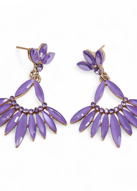 Lavender - Vintage Glass - Long Drop - Earrings