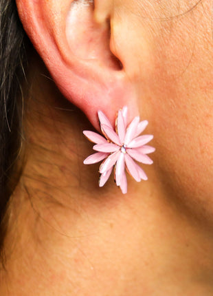 Soft Pink - Vintage Glass - Flowers - Earrings