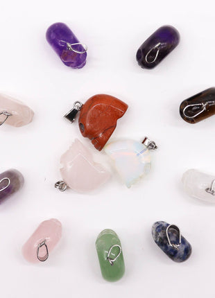 Gemstone Mini Skulls Pendants (12 assorted)  20x15mm