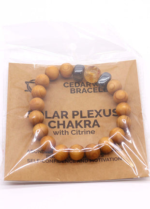 Cedarwood Solar Plexus Chakra Bangle with Citrine