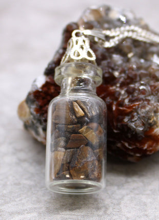 Bottled Gemstones Necklace - Tiger Eye
