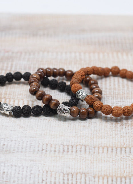 Brown Beads & Buddah Bangle