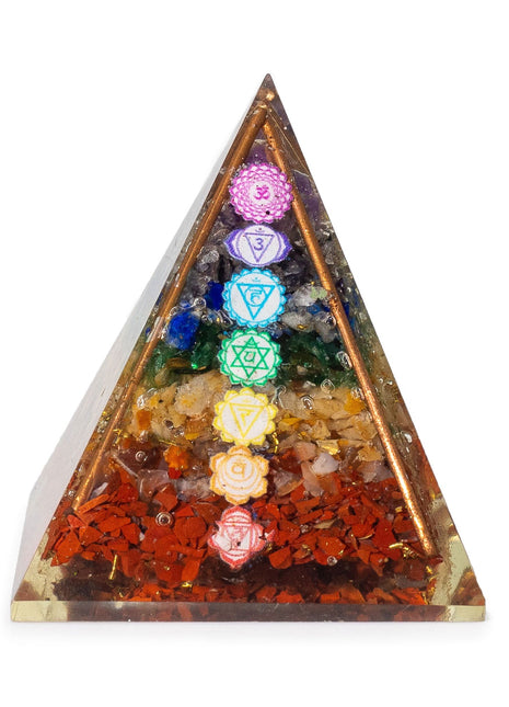 Med Organite Pryamids 7x6cm - Copper Bars - 7 Charkra Chips