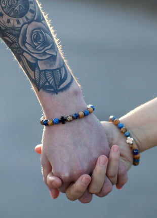 Set of 2 Gemstones Friendship Bracelets - Support - Sodalite & Picturestone