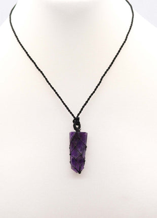 Laced Gemstone Flat Point Pendant - Amethyst