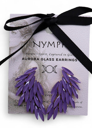 Lavender - Vintage Glass - Angel Wings - Earrings