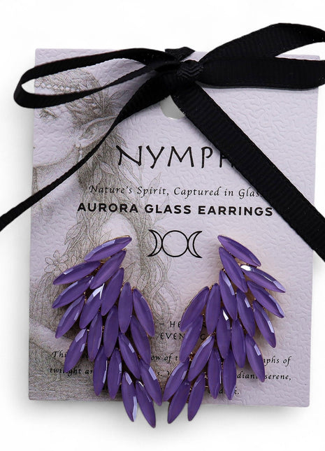 Lavender - Vintage Glass - Angel Wings - Earrings