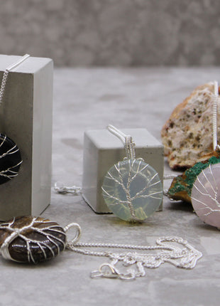Tree of Life Gemstone Necklace - Opalite
