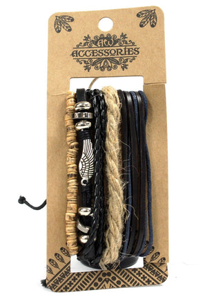 Mens Bracelet Sets - Metal & Leather (asst)