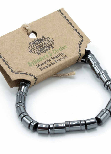 Magnetic Hematite Shamballa Bracelet -  Cylinders & Circles