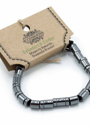 Magnetic Hematite Shamballa Bracelet -  Cylinders & Circles