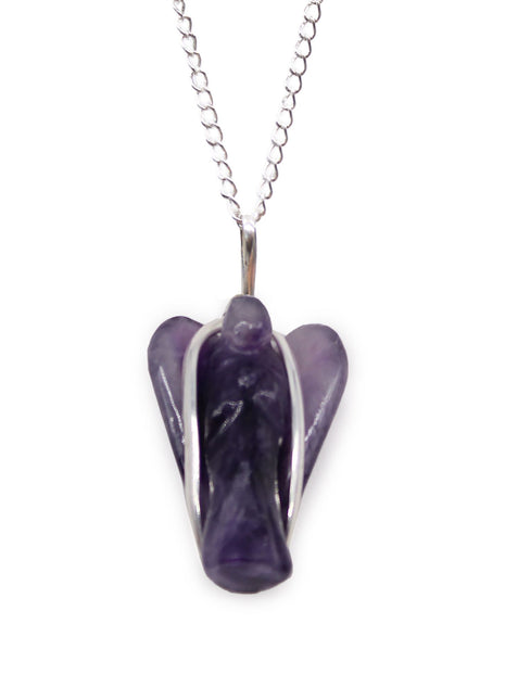 Gemstone Guardian Angel Pendant - Amethyst