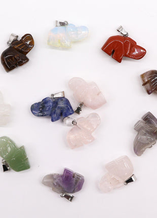 Gemstone Lucky Elephants Pendants (12 assorted)  25x15mm