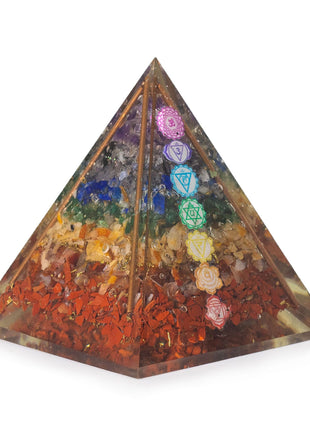 Med Organite Pryamids 7x6cm - Copper Bars - 7 Charkra Chips