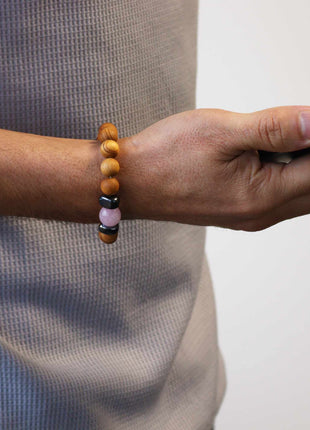 Cedarwood Heart Chakra Bangle with Rose Quartz