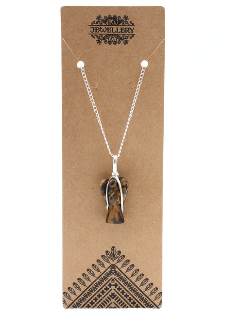Gemstone Guardian Angel Pendant - Tiger Eye