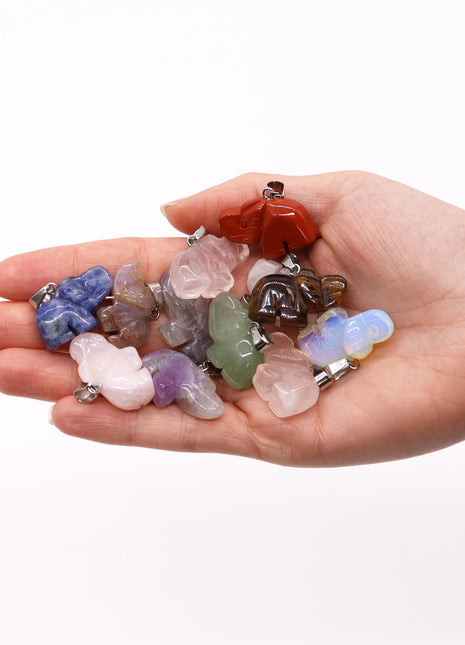 Gemstone Lucky Elephants Pendants (12 assorted)  25x15mm