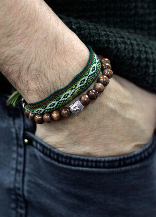 Brown Beads & Buddah Bangle