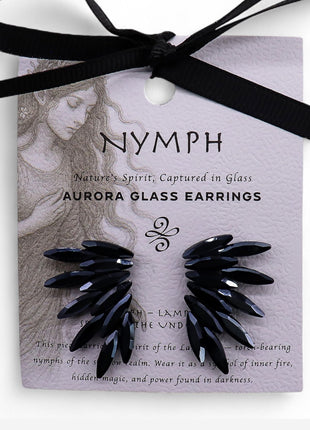 Jet Black - Vintage Glass - Faries - Earrings