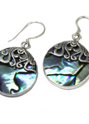 Shell & Silver Earrings - Classic Disc - Abalone