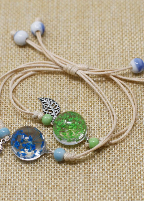 Pressed Flowers - Pretty Flower & Leaf Braclet