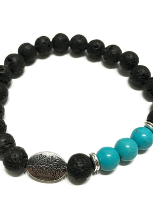 Lava Stone Bracelet - Leaf Turquoise