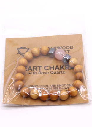 Cedarwood Heart Chakra Bangle with Rose Quartz