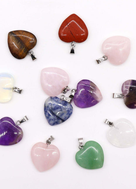 Gemstone Heart Pendants (12 assorted)  20x6mm