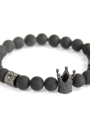 Crystal Crown / Black Agate - Gemstone Bracelet