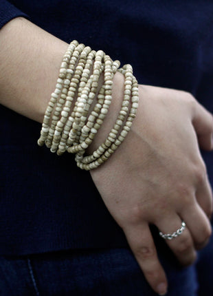 Multi-Bead Bangle Wooden Clasp - Asst Colours